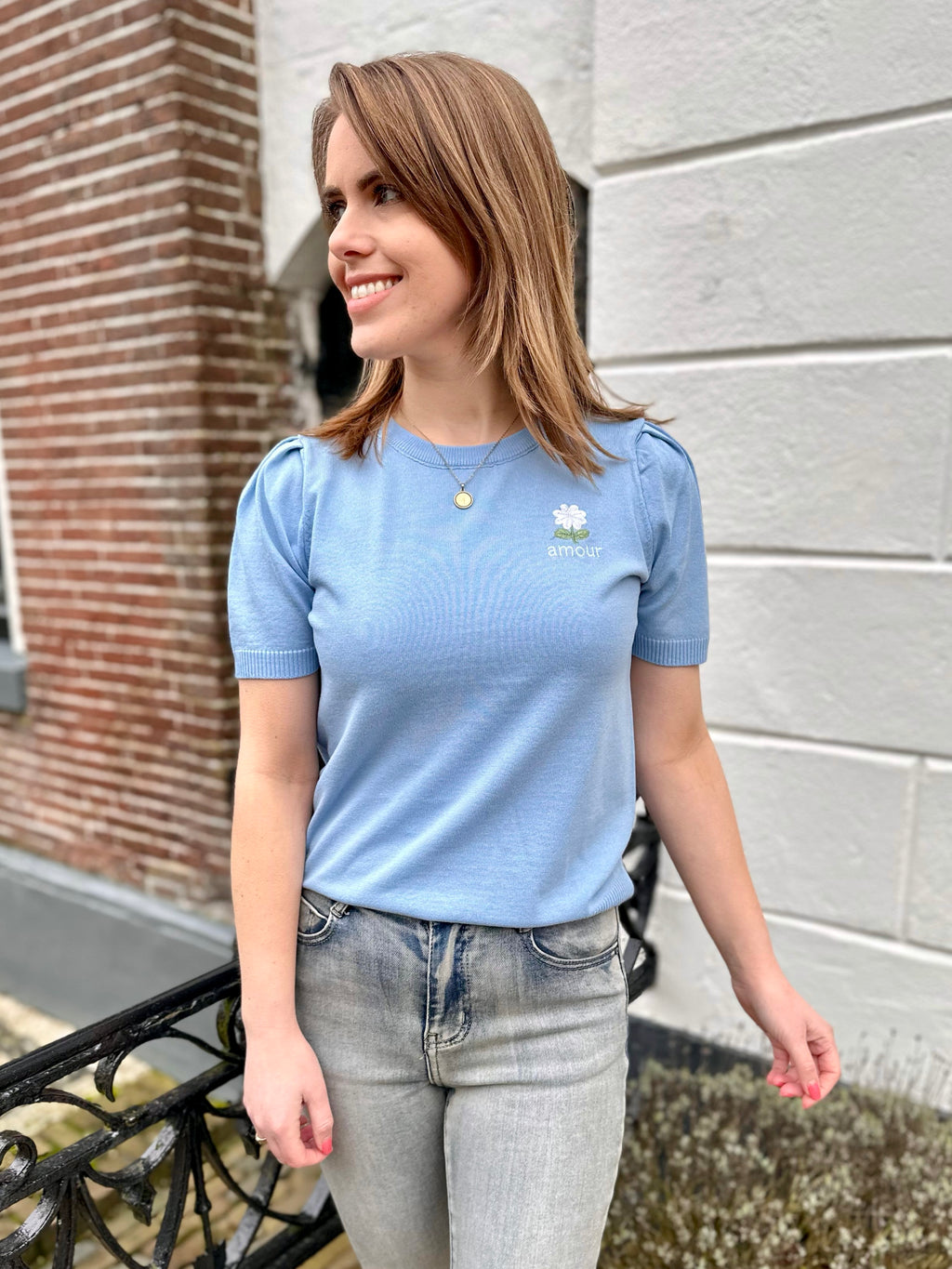AMOUR PUFF TOP BLUE