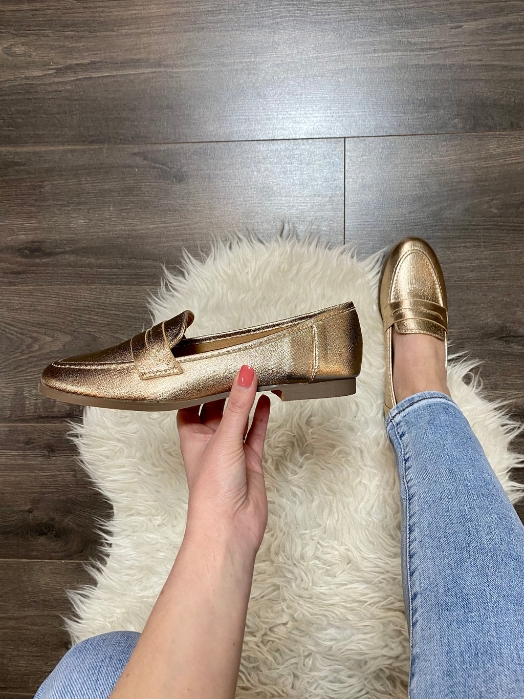 METALLIC LOAFERS GOLD